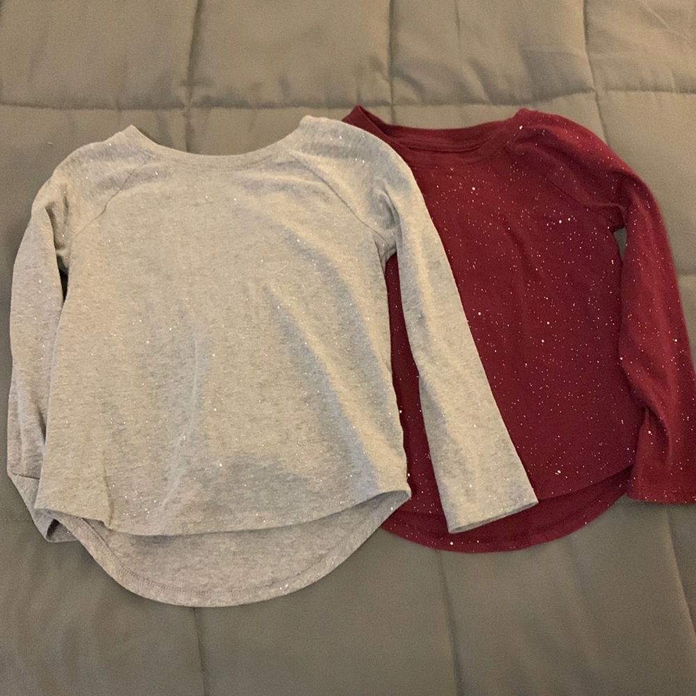 Girls Cat & Jack Long Sleeve Glitter Tees